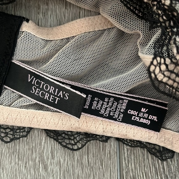 Victorias Secret Very Sexy Unlined Lace Up Front High Neck Bralette m - Picture 2 of 4